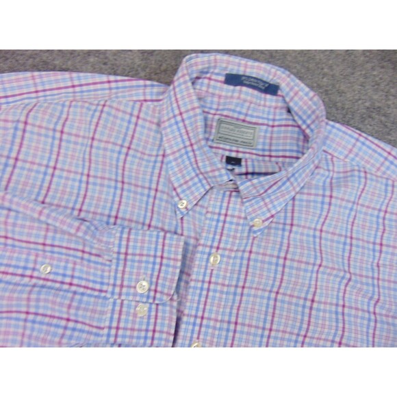 Onward Reserve Shirt Mens XL Blue White Check Linen Wrinkle Resistance - Picture 1 of 8